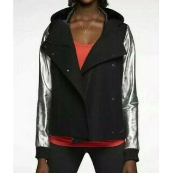 Nike Destroyer Varsity Jacket Wool Hoodie Lamb Leather Coat Black Size Med - Picture 3 of 12